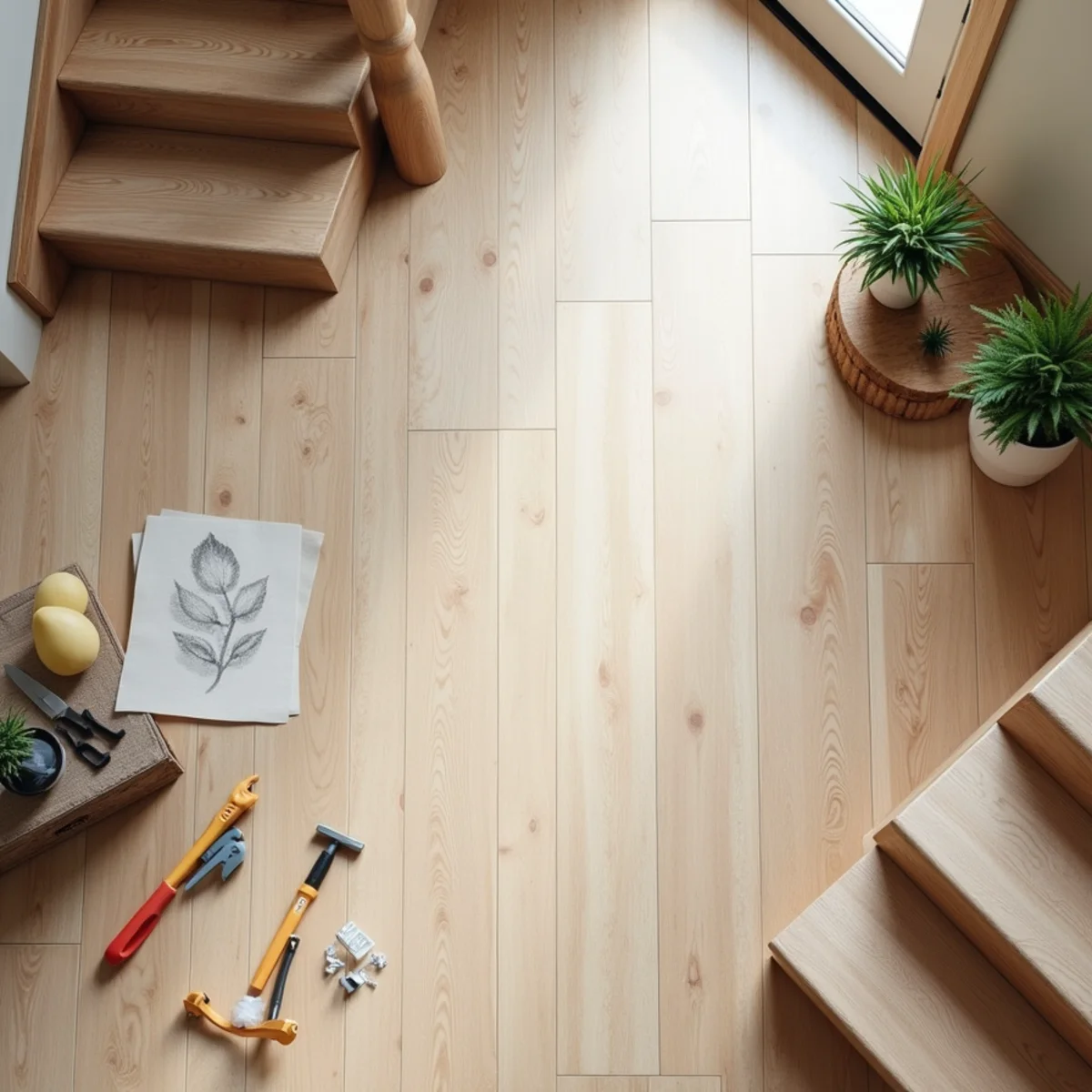 Illustration for a North Alabama flooring guide on carpet to hardwood stairs