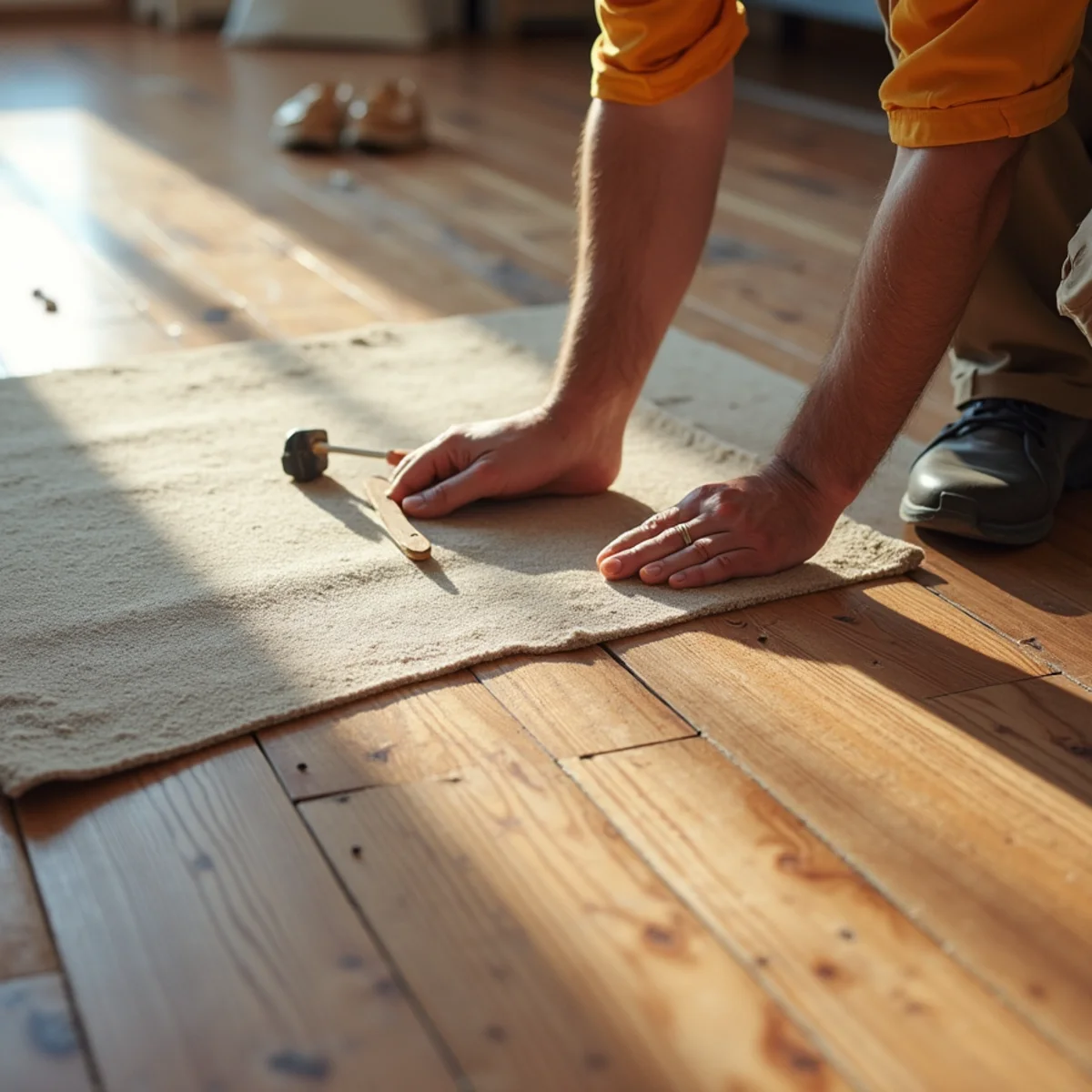 close up detail illustrating carpet vs hardwood bedrooms