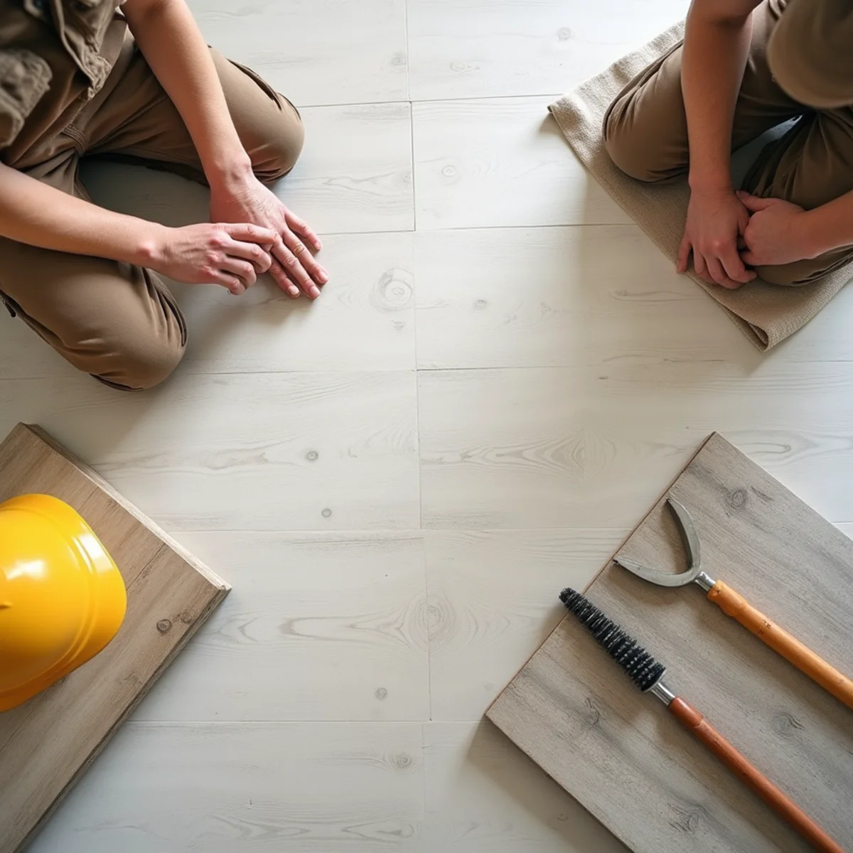 overview scene illustrating install LVP over tile