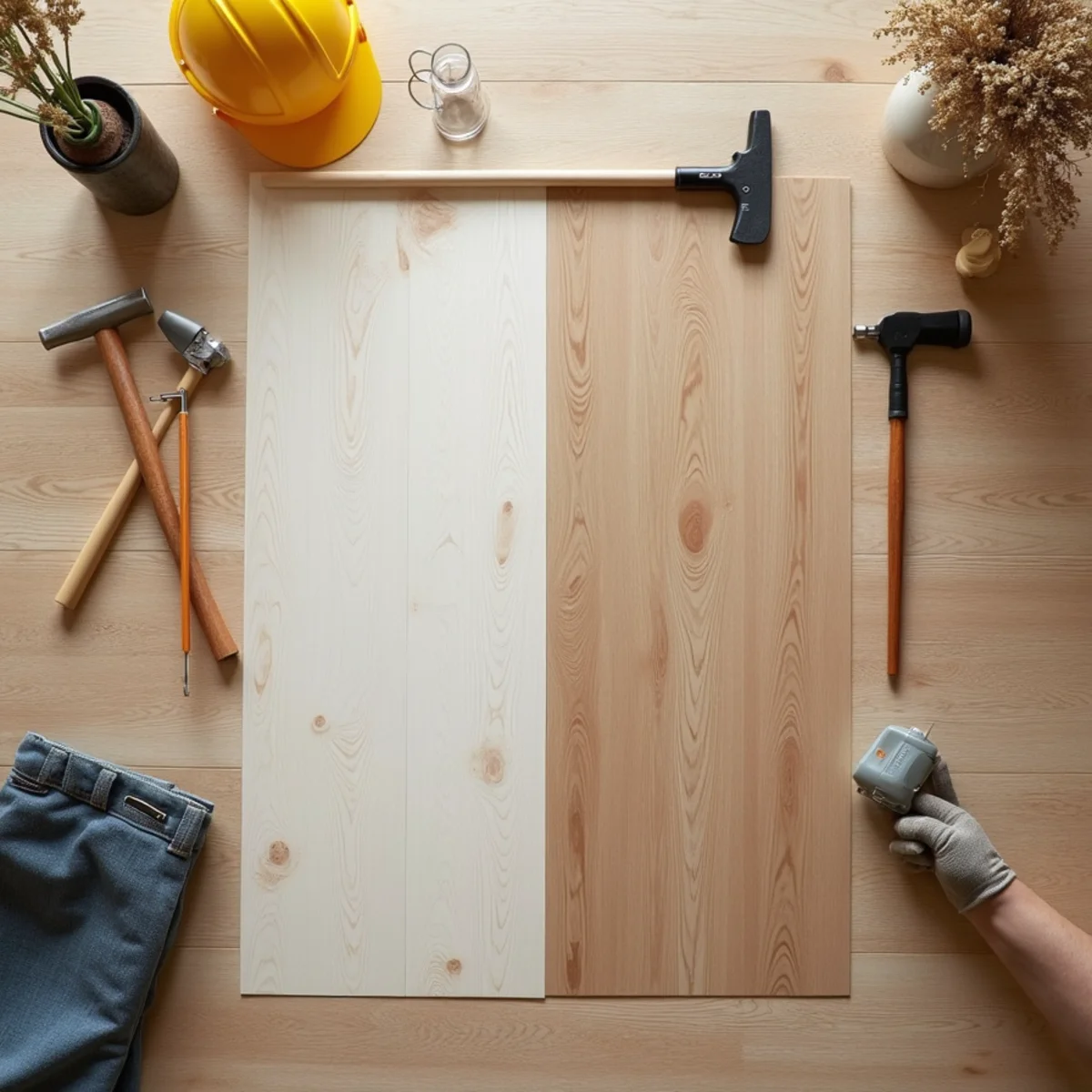 side by side comparison illustrating commercial flooring Huntsville