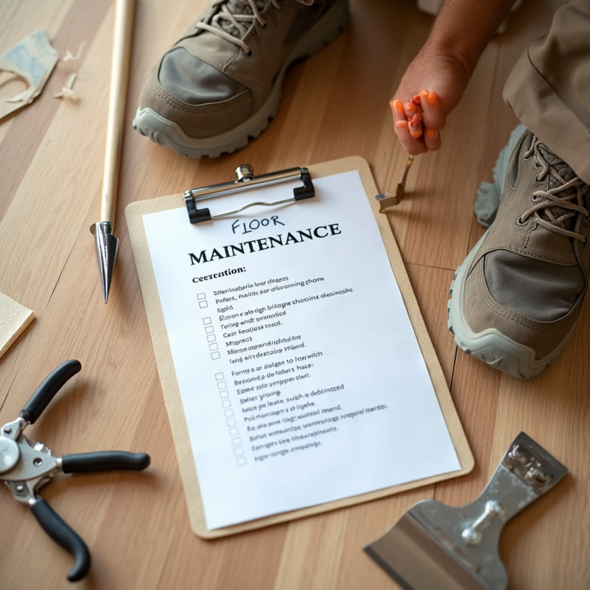 close up detail illustrating floor maintenance checklist