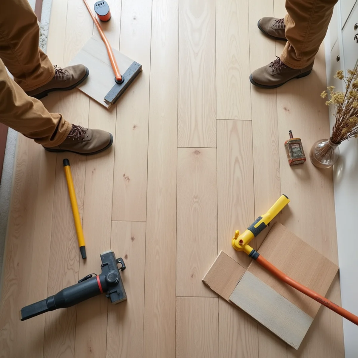 side by side comparison illustrating flooring before move in Huntsville