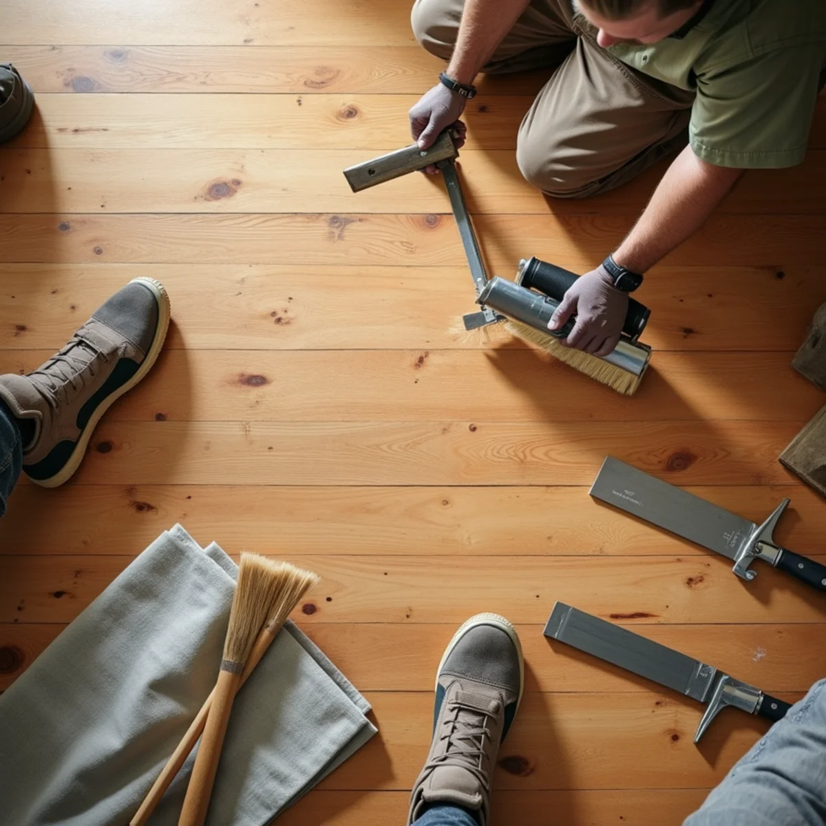 overview scene illustrating heart pine floor refinishing