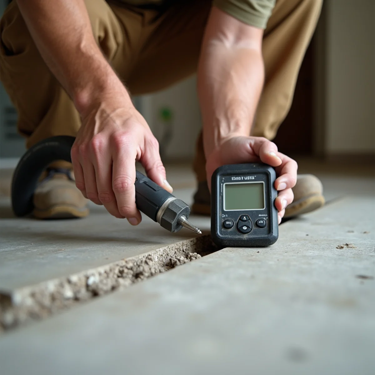 subfloor moisture reading during carpet installation in Huntsville, AL