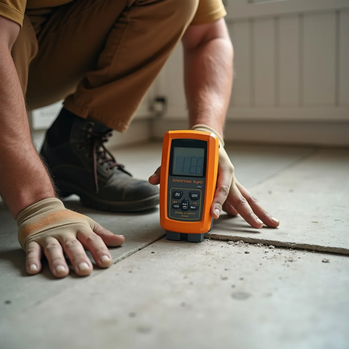 subfloor moisture reading during commercial flooring installation in Huntsville, AL