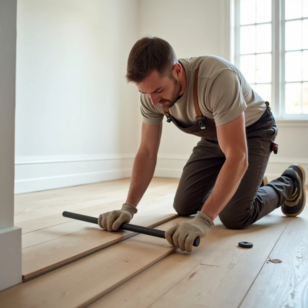 planks being set during fast flooring installation in Huntsville, AL