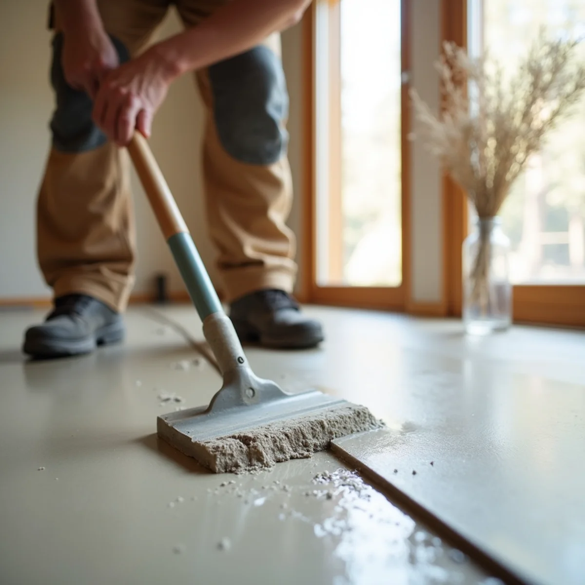 subfloor prep and leveling during flooring installation in Huntsville, AL