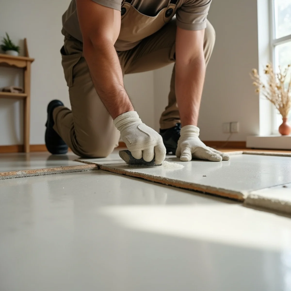 subfloor prep and leveling during laminate flooring installation in Huntsville, AL