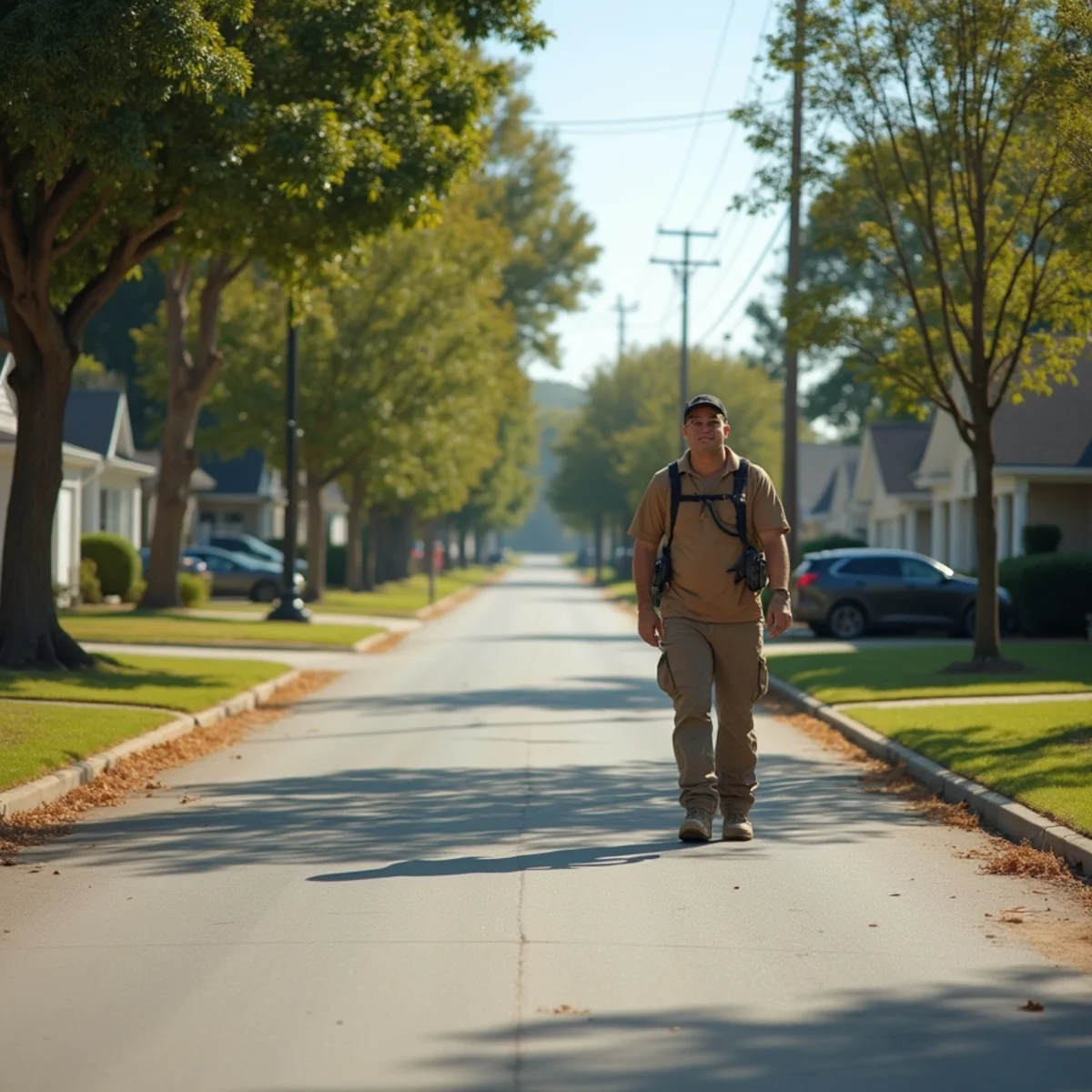 Residential street of homes in Hartselle, AL