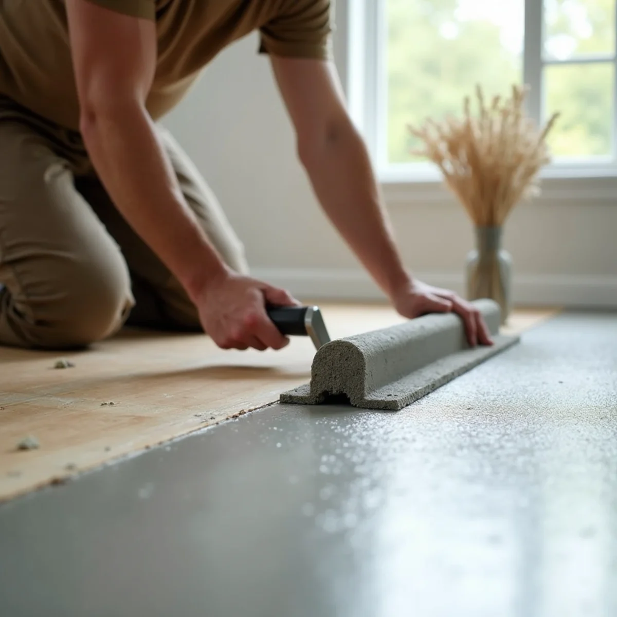subfloor prep and leveling during water-damaged floor replacement in Huntsville, AL