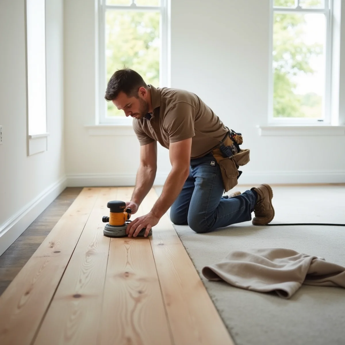 planks being set during waterproof flooring installation in Huntsville, AL