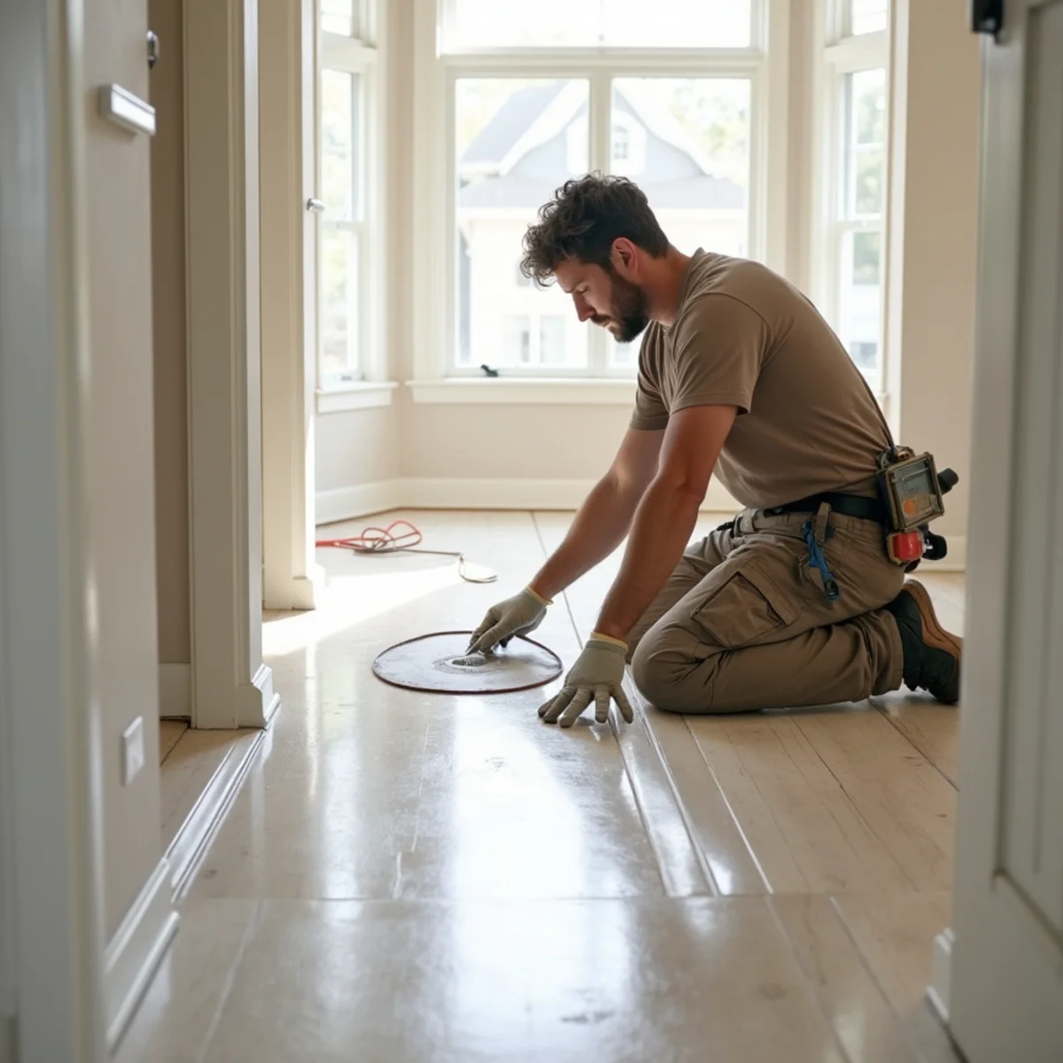 Waterproof flooring installation underway in a Huntsville, AL home